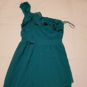 One shoulder Teal dress